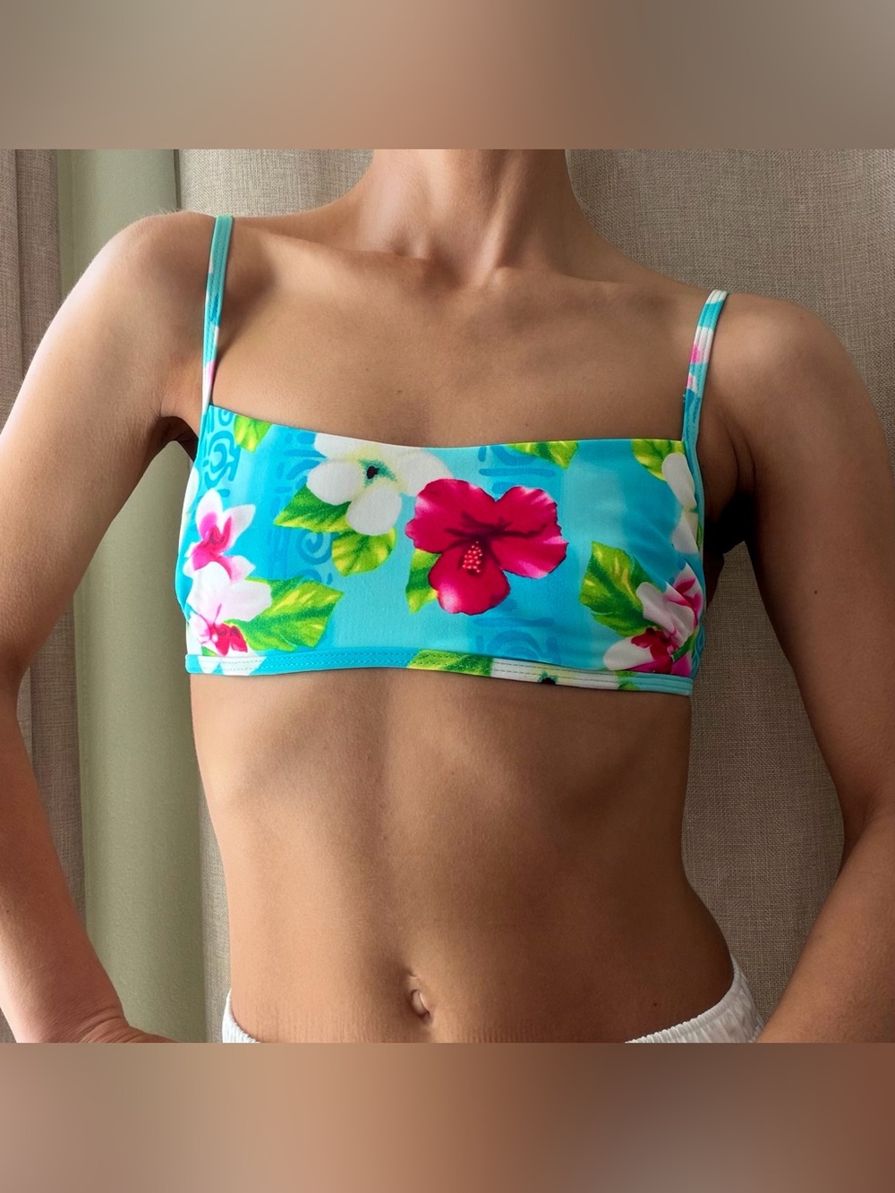Y2K 90’s Vintage Sunsets Separates Floral Tropical Bikini Top Swimsuit Retro XS